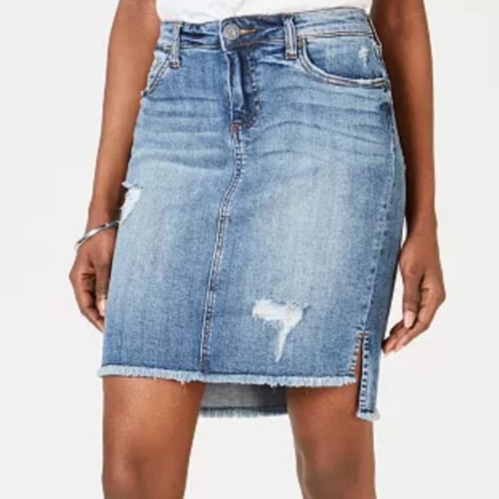Kut from the Kloth Blue Distressed Pencil Skirt